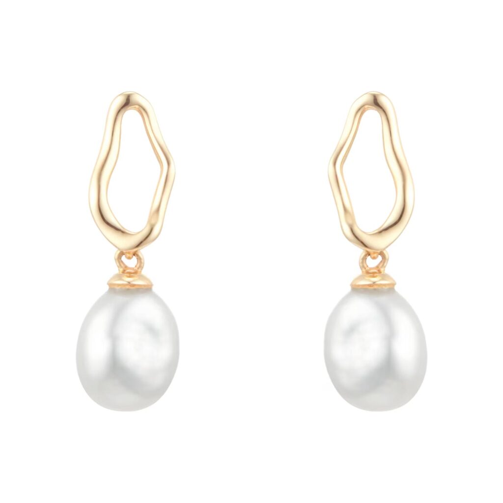18ct Yellow Gold Baroque Pearl Stud Earrings