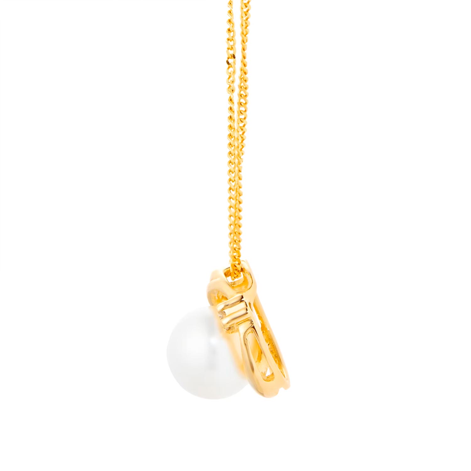 9ct Yellow Gold Pendant With Fresh Water Pearl & 0.02ct Diamond - Image 3
