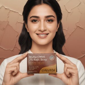 Clayveda Multani Mitti 2% Kojic Soap – For Glowing Skin & Dark Spot Reduction