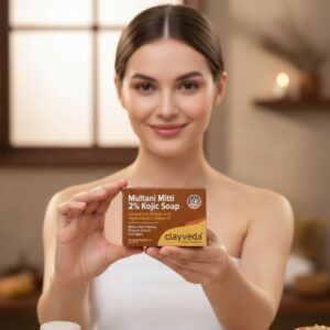 Clayveda Multani Mitti 2% Kojic Soap – For Glowing Skin & Dark Spot Reduction